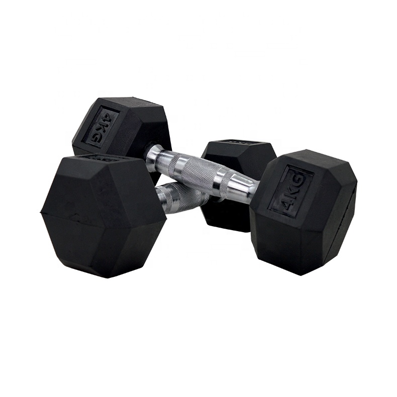 रबर राउन्ड डम्बेल व्यायाम 5kg 7.5kg 10kg Dumbbells होम जिम हेक्स Dumbbells रबर